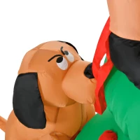 HOMCOM Albero di Natale Gonfiabile 180cm con Babbo Natale, Cagnolino e Luci LED, Decorazione Natalizia da Esterno(m-8)
