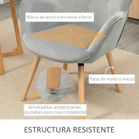 HOMCOM Sillón Individual Tapizado en Terciopelo Sillón con Respaldo Alto y Reposabrazos 68x75,5x104,5 cm Gris(m-5)