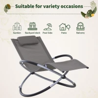 Outsunny Outdoor Orbital Lounger Zero Gravity Patio Chaise Sun Lounger Foldable Rocking Chair with Pillow, Grey(m-7)