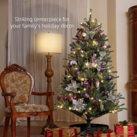 HOMCOM 6ft Artificial Christmas Tree, with Purple Decorations and Lights(m-4)