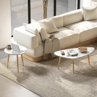 HOMCOM Set of Two Scandinavian-Style Coffee Tables - White(m-2)