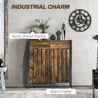 HOMCOM 93 x 88.5cm Rustic-Look Radiator Cover - Brown/Black(m-5)