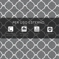 Outsunny Tappeto per Esterno 182x274 cm Pieghevole e Reversibile, in Polipropilene Grigio e Bianco(m-6)