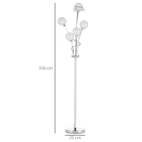 HOMCOM Crystal Floor Lamps for Living Room Bedroom with 5 Light, Modern Upright Standing Lamp, 34x25x156cm, Silver(m-3)