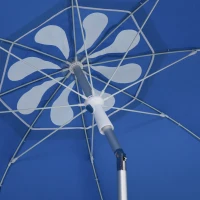 Outsunny Parasol de plage parasol inclinable octogonal Ø 180 cm tissu polyester haute densité anti-UV hauteur réglable mât aluminium sac de transport inclus bleu(m-9)