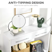 HOMCOM Console Table, Side Table with Bottom Shelf and Storage Drawers, Narrow Sofa Table, Hallway Table for Living Room, Entryway, White(m-7)