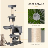 PawHut Cat Tree for Indoor Cats Condo Tower Multi-level Height 150CM  Kittens Activity Stand House with Toys & Various Scratching Posts(m-5)