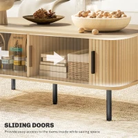 HOMCOM Coffee Table with Storage, Living Room Table with Slatted Tambour Sliding Doors and Foot Pads, Rectangular Coffee Table with Elevated Base for Living Room, Oak(m-5)