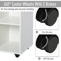 Vinsetto Mobile Office File Cabinet, Lateral Stationery Storage Cabinet, Printer Stand with Wheels, Kitchen Cabinet with Open Shelf and Cupboard, White(m-5)