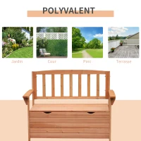Outsunny Banc de jardin en bois de sapin avec coffre de rangement dim. 112L x 58l x 84H cm(m-6)