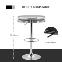 HOMCOM Round Height Adjustable Pub Table Counter Bar Table with Faux Leather Tabletop and Adjustable Footrest for Dining Room, Home Bar(m-4)