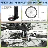 HOMCOM Carrello per Bici Rimorchio per Bicicletta in Acciaio, 140 × 88 × 60cm(m-4)