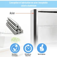 HOMCOM Armoire Miroir Murale de Salle de Bain Acier Inoxydable 3 Niveaux de Rangement 40L x 13l x 60H cm(m-7)