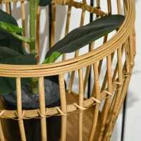 Outsunny Lot de 3 supports cache-pots à plantes lot de 3 étagères à fleurs support pots de fleurs sur pied trépied bois naturel(m-8)