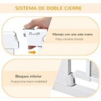 PawHut Barrera de Seguridad para Perros Extensible 75-103 cm Barrera Escaleras Puertas con Extensiones Cierre Automático Blanco(m-4)