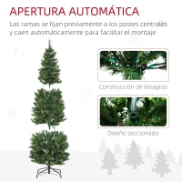 HOMCOM Árbol de Navidad Artificial de 180 cm con 618 Ramas Agujas de Pino y Base de Acero Ø70x180 cm Verde(m-7)