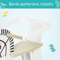 HOMCOM Cavallo a Dondolo Classico in Legno per Bambini 1-3 Anni con Bordo, Maniglie e Poggiapiedi, 68x26.5x48cm, Bianco(m-7)