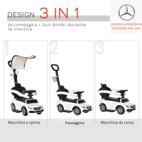 HOMCOM Macchina per Bambini Licenza Mercedes con Maniglione, Tettuccio e Barre di Sicurezza, in PP e Metallo, 84x40x83 cm, Bianco(m-4)