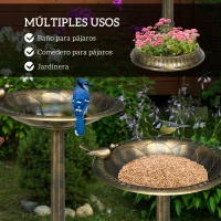 Outsunny Baño para Pájaros de Jardín Exterior con 2 Niveles Recipientes para Agua y Comida Diseño Retro y Elegante Bronce(m-4)