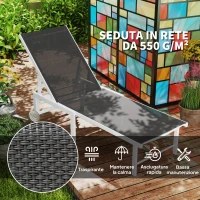 Outsunny Lettino Sdraio con Schienale Regolabile su 5 Livelli, in Acciaio e Textilene, 60x166x84 cm, Bianco e Grigio(m-6)