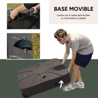 Outsunny Base para Sombrilla Excentrica Grande Rellenable de Arena y Agua con 4 Ruedas para Exteriores Patio Jardín 88x88x19 cm Café(m-5)