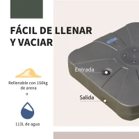 Outsunny Base para Sombrilla Excentrica Grande Rellenable de Arena y Agua con 4 Ruedas para Exteriores Patio Jardín 88x88x19 cm Café(m-6)