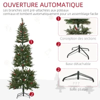HOMCOM Sapin de Noël artificiel 210 cm 746 branches avec houx + support pied pliable vert(m-8)