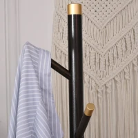 HOMCOM Vintage Coat Rack Stand Freestanding Hall Tree with 6 Hooks Bamboo Frame for Entryway Hallway Bedroom Walnut(m-9)