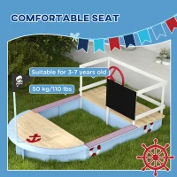 Outsunny Wooden Kids Sandbox, Pirate Ship Design - Blue(m-6)