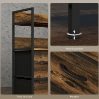 HOMCOM Cassettiera 7 Cassetti Rimovibili con 2 Ripiani Industriale in Legno e Acciaio, 79x29x101 cm, Marrone e Nero(m-7)
