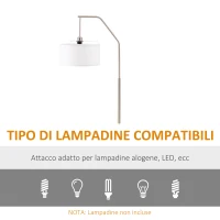 HOMCOM Lampada da Terra Moderna in Acciaio con Paralume in Tessuto Bianco, 61x33x160cm(m-6)