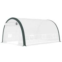 Outsunny 4 x 3(m) Walk-In Tunnel Greenhouse, with Accessories - White(m-11)