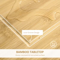 HOMCOM Rolling Kitchen Island Trolley Utility Cart on Wheels with Bamboo Table Top, Storage Cabinet, Drawer and Wire Basket(m-5)