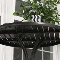 Outsunny 66cm Patio Table, Round Garden Table, Outdoor Side Table with Steel Frame and Slat Tabletop, Black(m-8)