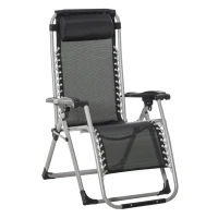Outsunny Sedia Sdraio Pieghevole da Giardino con Schienale Reclinabile e Materassino, 90x65x110cm(m-10)