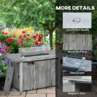 Outsunny 50,000 BTU Gas Fire Pit Table with Cover and Glass Screen - Grey(m-8)