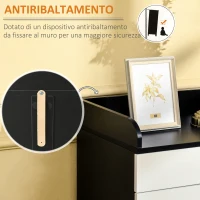 HOMCOM Mobiletto con Cassetto di Legno, con Ripiano Regolabile, Mobiletto da Cucina Salvaspazio, Soggiorno e Anticamera, in Legno MDF, 60x40x90cm, Bianco e Nero(m-6)