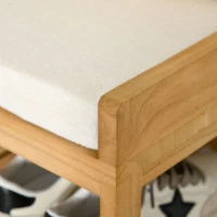 HOMCOM Wooden 2 Tier Shoe Storage Bench Rack Shelves Cushioned Seat  Entryway Hallway Organiser with 2 Drawers - Natural Wood Colour(m-9)