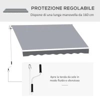 Outsunny Tenda da Sole da Esterno Avvolgibile Manualmente in Alluminio e Poliestere, 2.5x2 m, Grigio e Bianco(m-5)