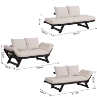 Homcom Canapé Futon Capitonné en Bois Beige 181 x 66 x 81 cm(m-3)