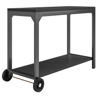 HOMCOM Desserte de jardin en acier chariot de service à roulettes avec plan de travail 135 x 55 x 86,5 cm noir