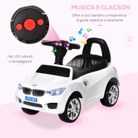 HOMCOM Macchinina per Bambini Cavalcabile con Volante, Fari e Musiche, Età 18-36 Mesi, Bianco(m-4)