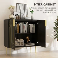 HOMCOM Art Deco Inspired Sideboard, with Adjustable Shelf - Black/Gold Tone(m-5)