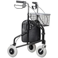 HOMCOM Deambulatore per Anziani e Disabili ad Altezza Regolabile con Cestino e Vassoio, 60x62x84-100.5 cm, Nero(m-1)