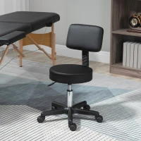 HOMCOM Swivel Salon Chair w/ Padded Seat Back 5 Wheels Adjustable Height Salon Hairdressers Tattoo Spa Rolling Black(m-2)