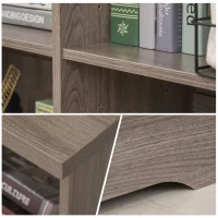 HOMCOM Meuble de rangement bibliothèque dim. 119L x 29l x 76H cm 4 grandes niches panneaux particules imitation bois gris(m-8)