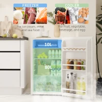 HOMCOM 91L Freestanding Under-Counter Fridge with Lock - White(m-4)