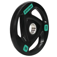 SPORTNOW Two 10kg Olympic Weight Plates, Tri-Grip Rubber-Coated Barbell Weights, with 5cm Holes, for Home, Gym, Office(m-8)