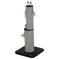 PawHut 78cm 2-in-1 Cat Scratching Post with 3 Toy Feathers, Black(m-11)
