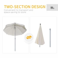 Outsunny 2.2m Beach Umbrella, Portable Parasol with Tilting Function, Outdoor Sunshade Shelter with 8 Ribs for Garden, Pool and Patio, Cream White(m-5)
